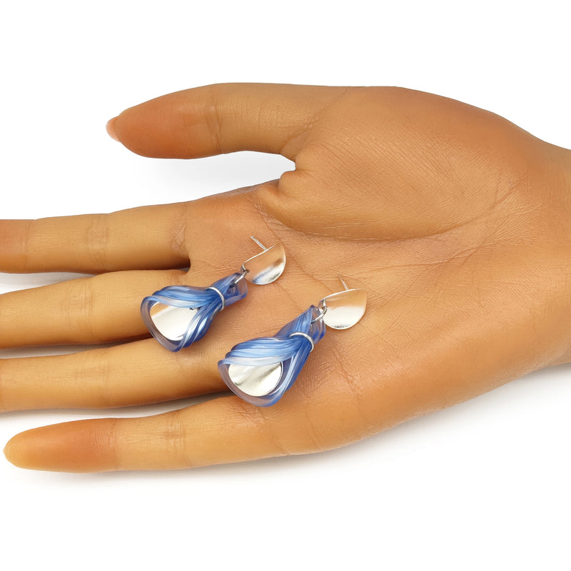 ECOGLOW EARRINGS - Handmade - Sterling silver 925 - Recycled bottle cap plastic liners