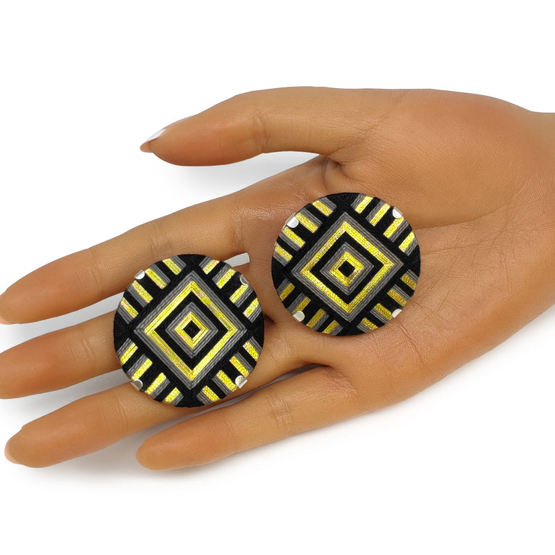 FILUM EARRINGS - Handmade - 925 sterling silver - Woven threads on wood