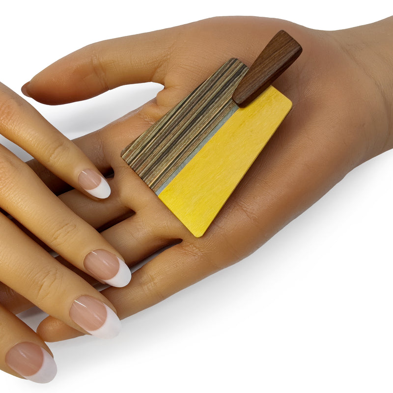 WOODIE TRAPEZE EARRINGS - Handmade - Plywood (3 crossed-laid layers of wood veneer)