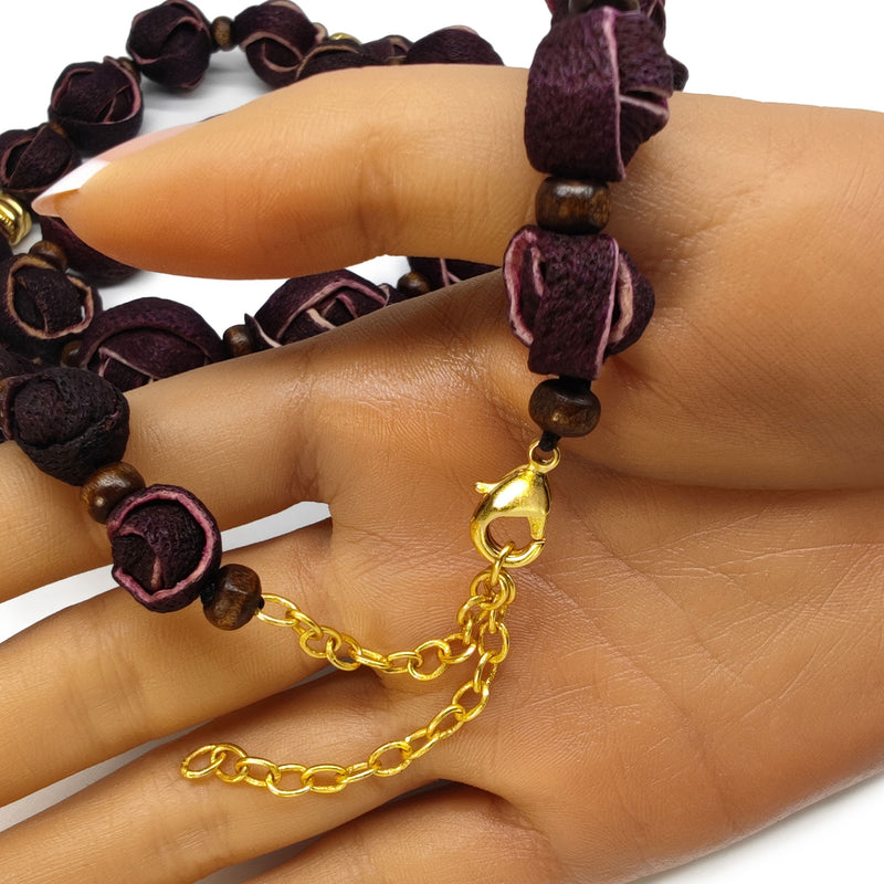 NARANJITA NECKLACE - Handmade - 24K gold-plated - Dyed orange peels, wooden beads