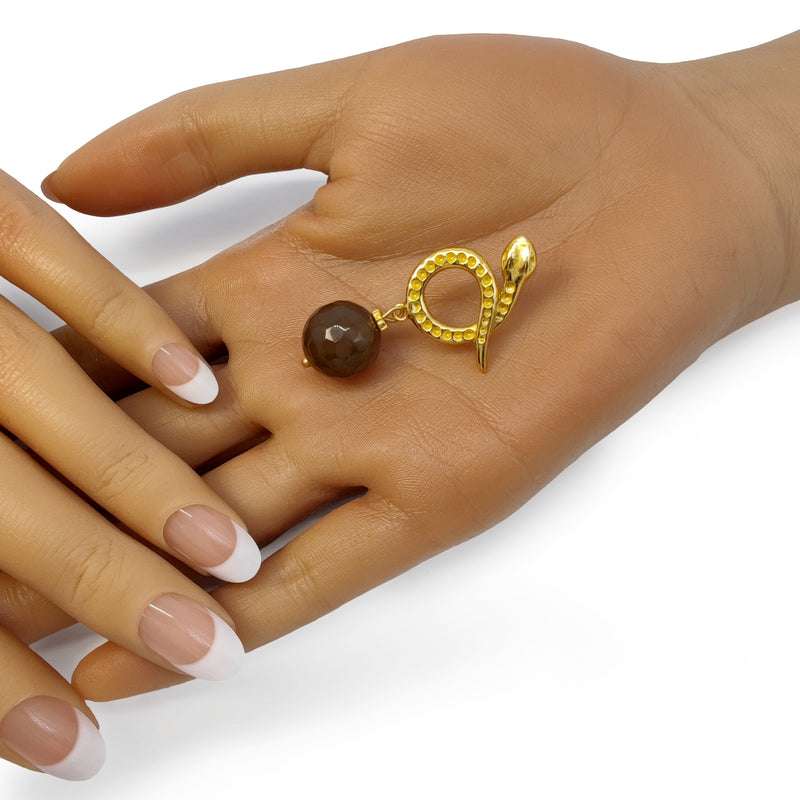 SERPENTIA EARRINGS - Handmade - 24K gold-plated - Agate
