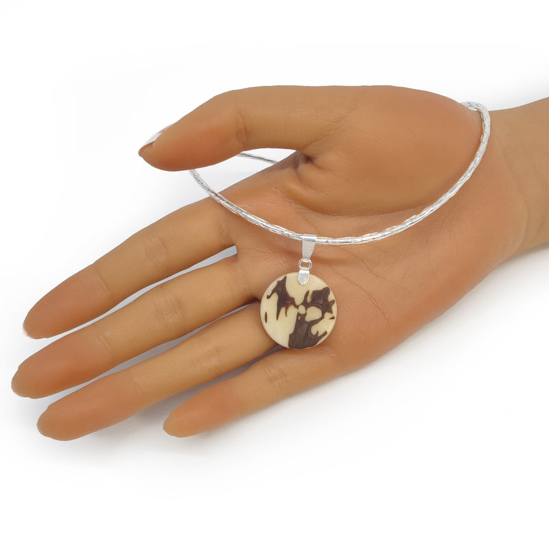 YARA NECKLACE - Handmade - Fine silver 999 & sterling silver 925 - Tagua (vegetable ivory)