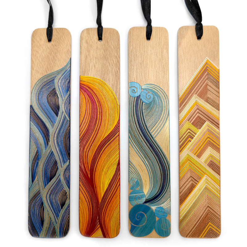 WATER BOOKMARK - THE FOUR ELEMENTS COLLECTION - Tamo art - Light wood decorated with wheat and barley stalks (straw marquetry)