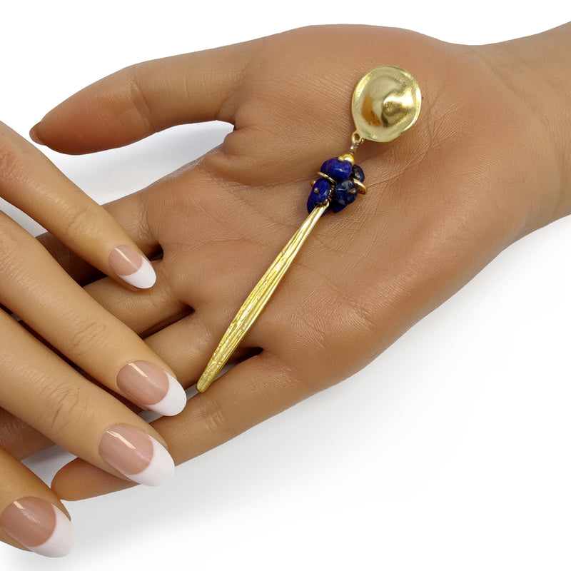 BRINCOS AZULI - Feitos à mão - Banhados a ouro de 24 quilates - Lápis-lazúli