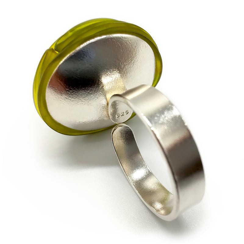 ECOTOPIA RING - Handmade - Adjustable - Sterling silver 925 - Recycled bottle cap plastic liners