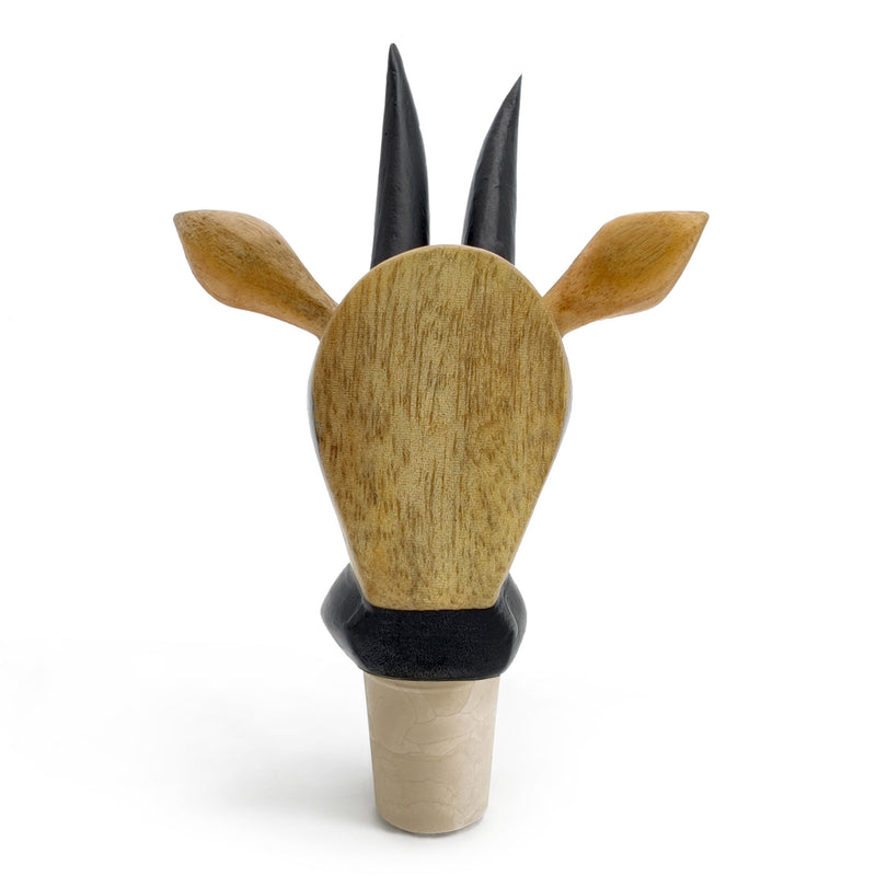 DECORATIVE BOTTLE STOPPER - The carnival goat - Hand-carved and painted wood