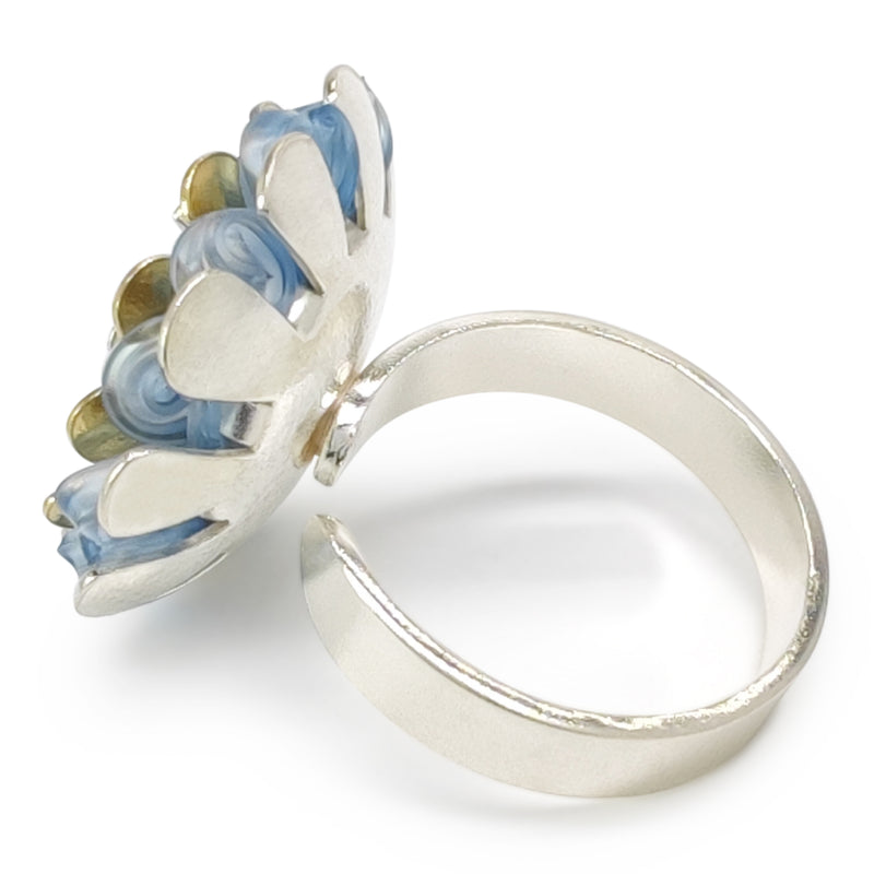 ECOSOL RING - Handmade - Adjustable - Sterling silver 925 and 24K gold-plated - Recycled bottle cap plastic liners