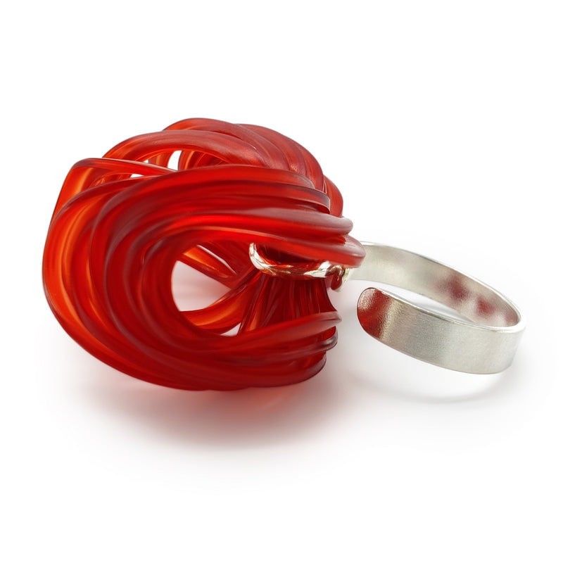 ECOBLOOM RING - Handmade - Adjustable - Sterling silver 925 - Recycled bottle cap plastic liners