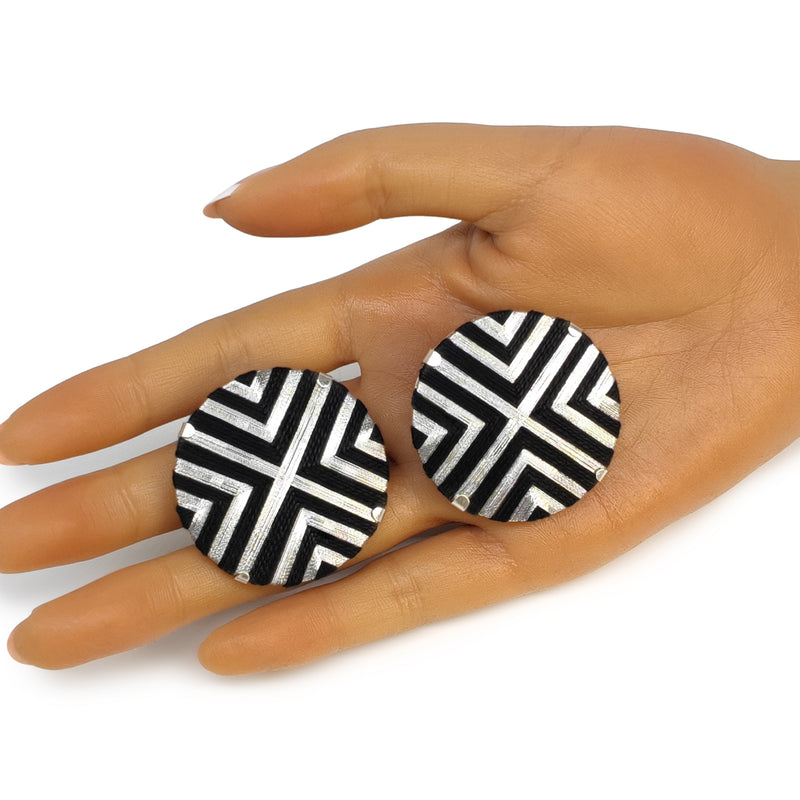 FILUM EARRINGS - Handmade - 925 sterling silver - Woven threads on wood