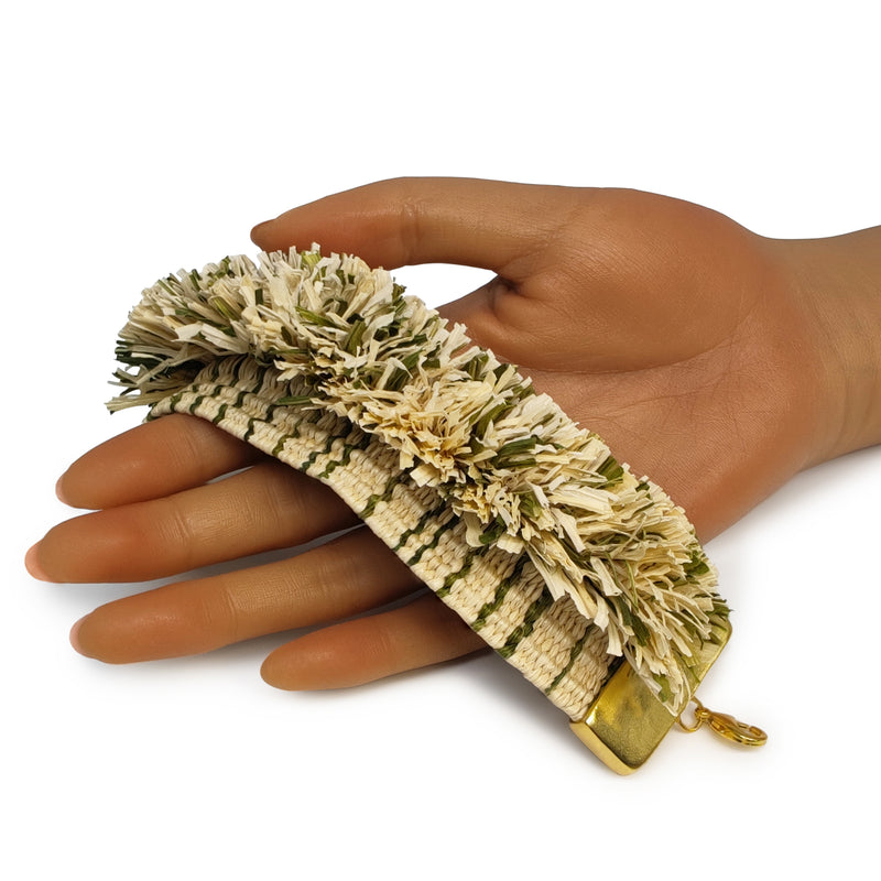 BRACELET MAÏZA - Fabrication artisanale - Doré à l'or fin 24 carats - Feuilles de maïs