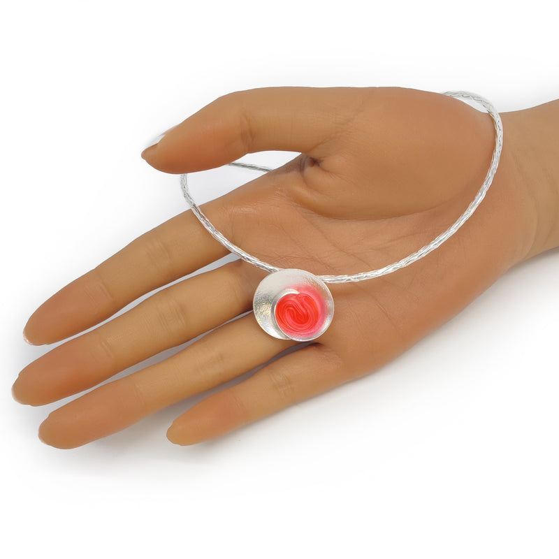 ECOSENS NECKLACE - Handmade - Fine silver 999 & sterling silver 925 - Recycled bottle cap plastic liners