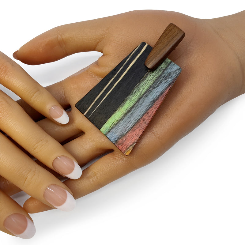 WOODIE TRAPEZE EARRINGS - Handmade - Plywood (3 crossed-laid layers of wood veneer)