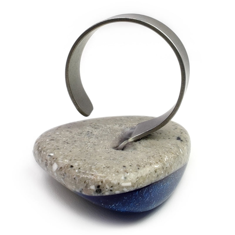 GRANITA RING - Handmade - Adjustable - Dark and light crushed cement, aluminum powder