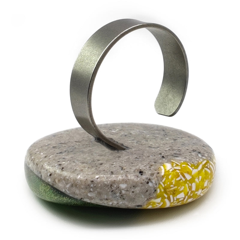GRANITA RING - Handmade - Adjustable - Crushed cement, crushed eggshells, bronze powder