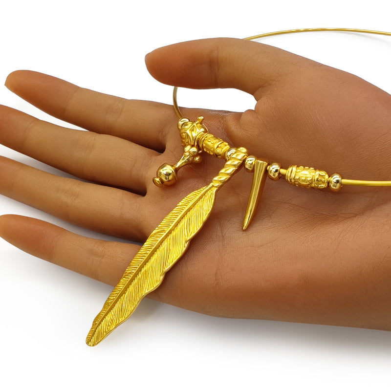 PLUMA NECKLACE - Handmade - 24K gold-plated