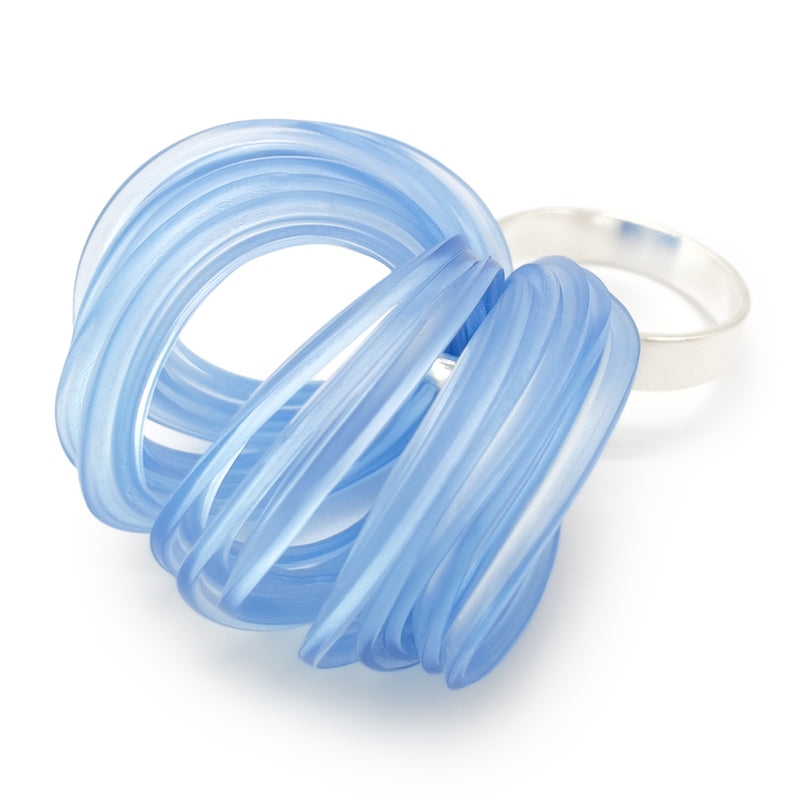 ECOBLOOM RING - Handmade - Adjustable - Sterling silver 925 - Recycled bottle cap plastic liners