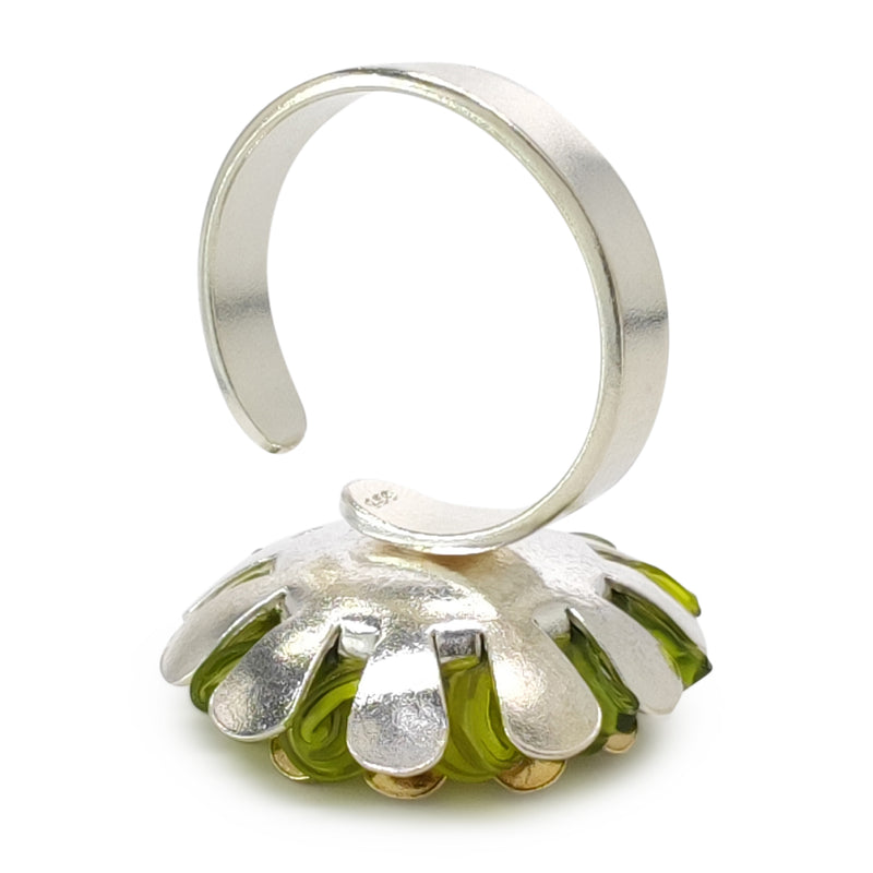 ECOSOL RING - Handmade - Adjustable - Sterling silver 925 and 24K gold-plated - Recycled bottle cap plastic liners