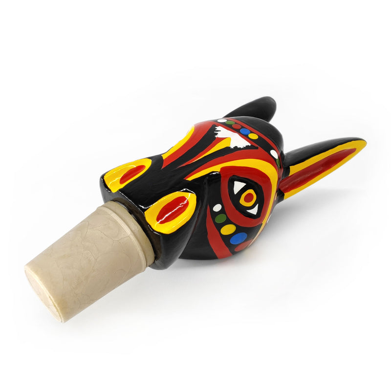 DECORATIVE BOTTLE STOPPER - The carnival donkey - Hand-carved and painted wood
