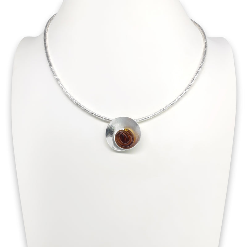 ECOSENS NECKLACE - Handmade - Fine silver 999 & sterling silver 925 - Recycled bottle cap plastic liners