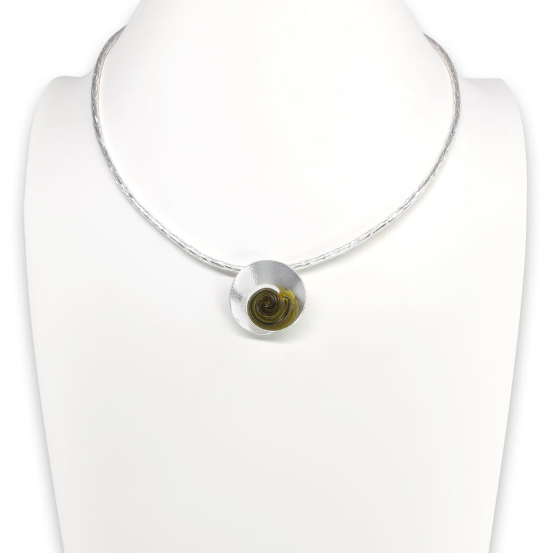 ECOSENS NECKLACE - Handmade - Fine silver 999 & sterling silver 925 - Recycled bottle cap plastic liners