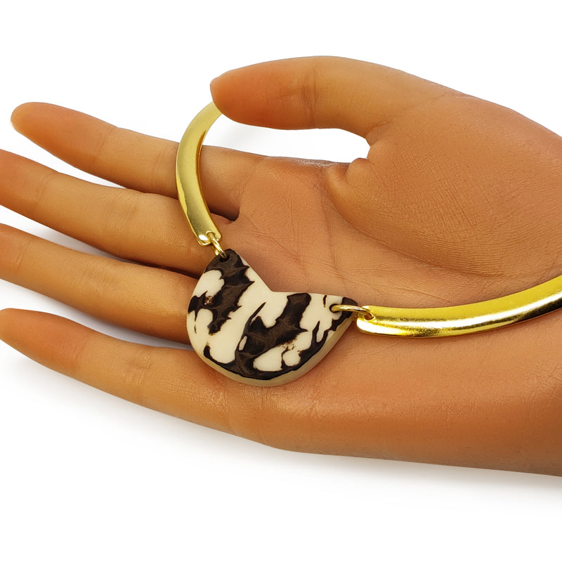 NOZELA NECKLACE - Handmade - 24K gold-plated - Tagua (vegetable ivory)