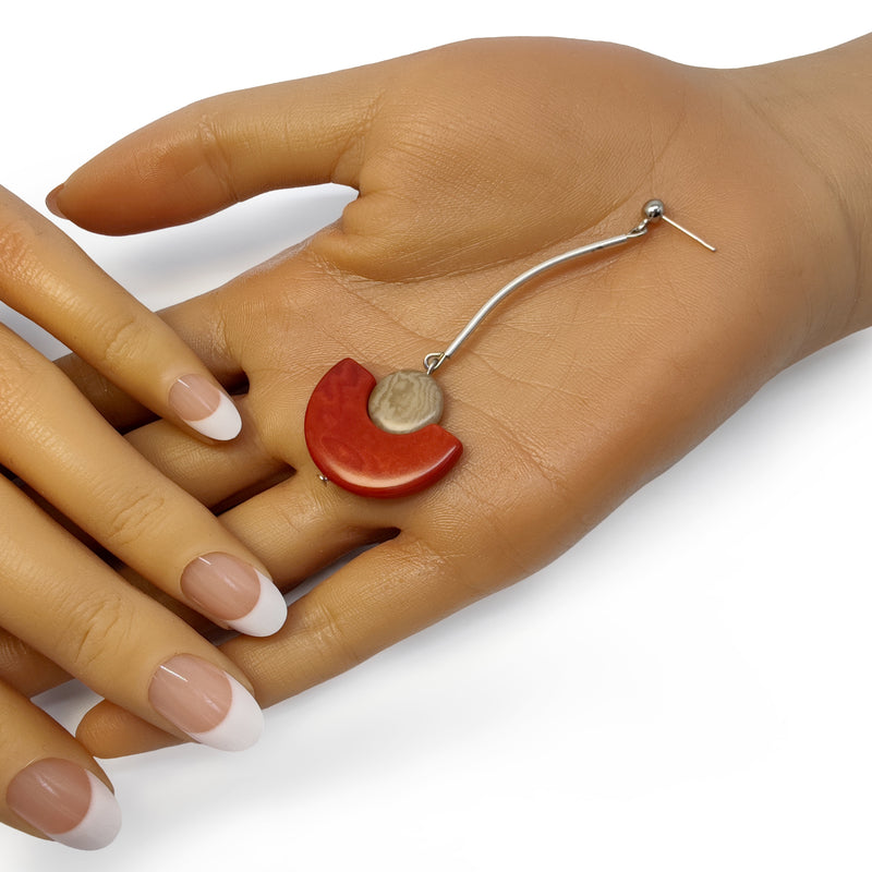 LUNA EARRINGS - Handmade - Stainless steel - Tagua (vegetable ivory)