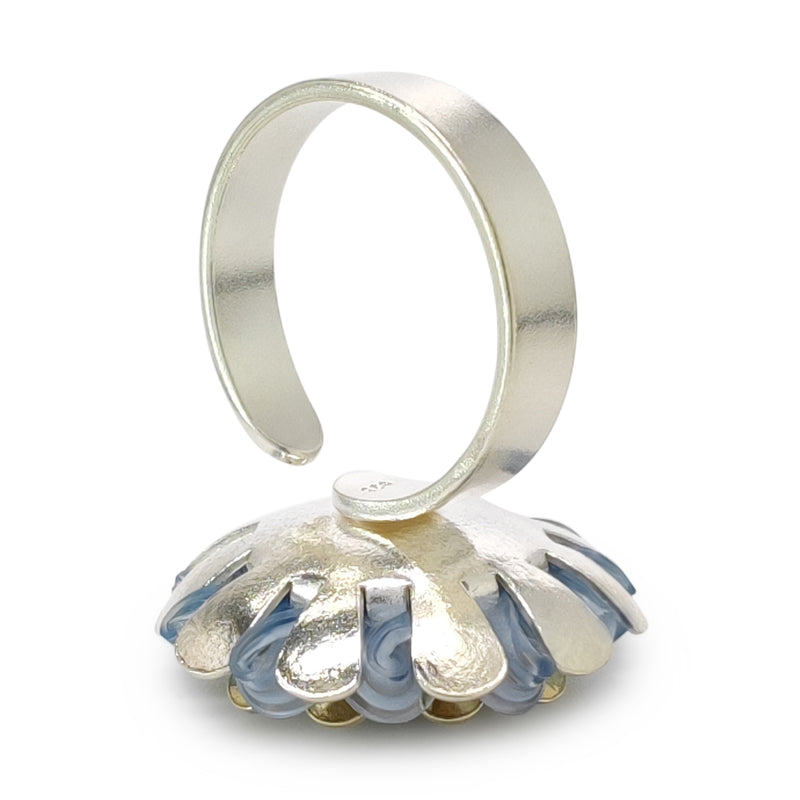 ECOSOL RING - Handmade - Adjustable - Sterling silver 925 and 24K gold-plated - Recycled bottle cap plastic liners