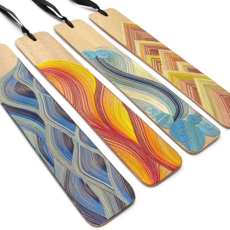 WATER BOOKMARK - THE FOUR ELEMENTS COLLECTION - Tamo art - Light wood decorated with wheat and barley stalks (straw marquetry)