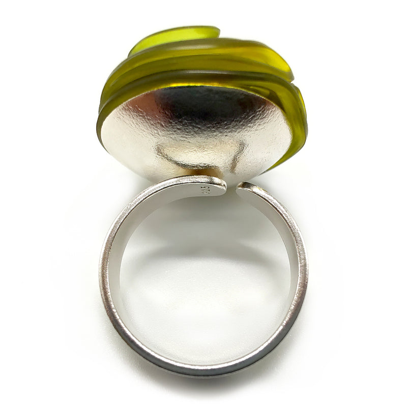 ECOTOPIA RING - Handmade - Adjustable - Sterling silver 925 - Recycled bottle cap plastic liners