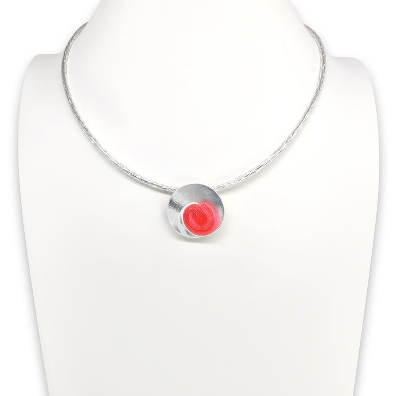 ECOSENS NECKLACE - Handmade - Fine silver 999 & sterling silver 925 - Recycled bottle cap plastic liners