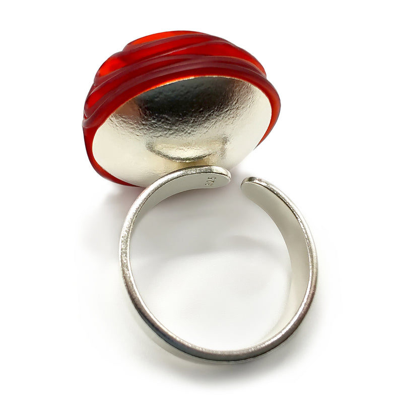 ECOTOPIA RING - Handmade - Adjustable - Sterling silver 925 - Recycled bottle cap plastic liners