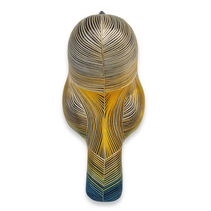 AVE DECORATIVA ANDINA - A arte do tamo - Madeira decorada com palha de trigo e cevada (marchetaria de palha)