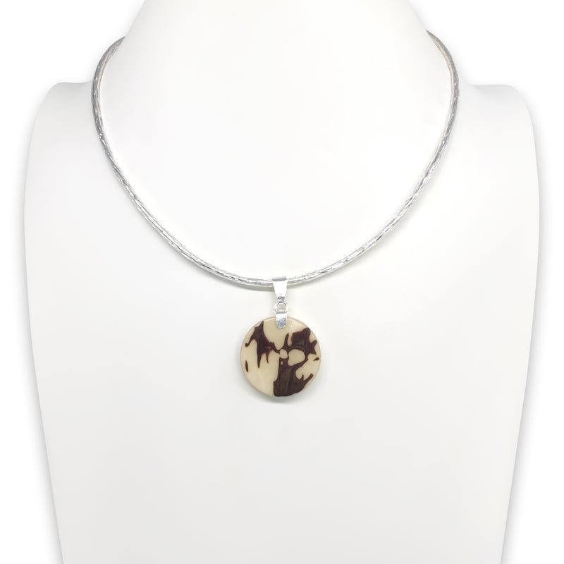 YARA NECKLACE - Handmade - Fine silver 999 & sterling silver 925 - Tagua (vegetable ivory)