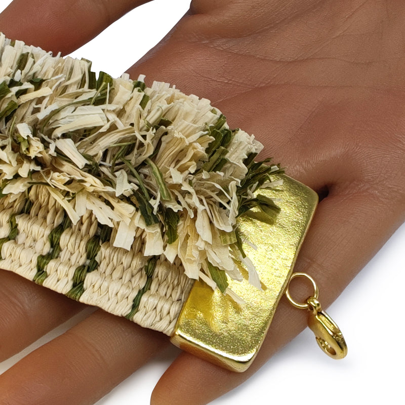 BRACELET MAÏZA - Fabrication artisanale - Doré à l'or fin 24 carats - Feuilles de maïs