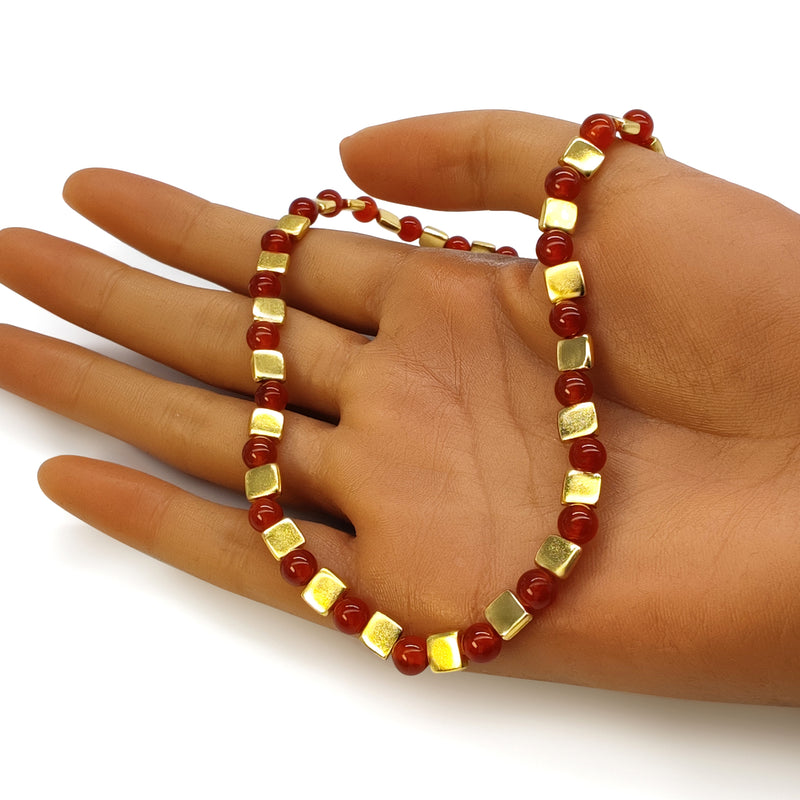 COLAR DORA - Feito à mão - Banhado a ouro de 24 quilates - Ágatas