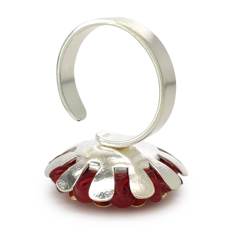 ECOSOL RING - Handmade - Adjustable - Sterling silver 925 and 24K gold-plated - Recycled bottle cap plastic liners