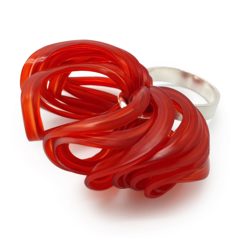 ECOBLOOM RING - Handmade - Adjustable - Sterling silver 925 - Recycled bottle cap plastic liners