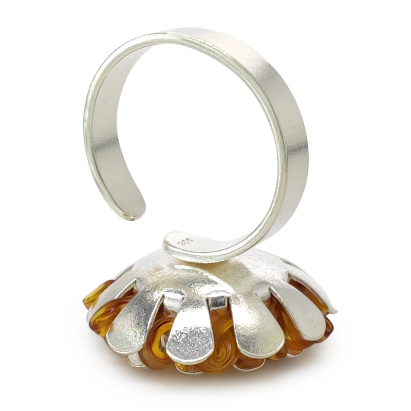 ECOSOL RING - Handmade - Adjustable - Sterling silver 925 - Recycled bottle cap plastic liners