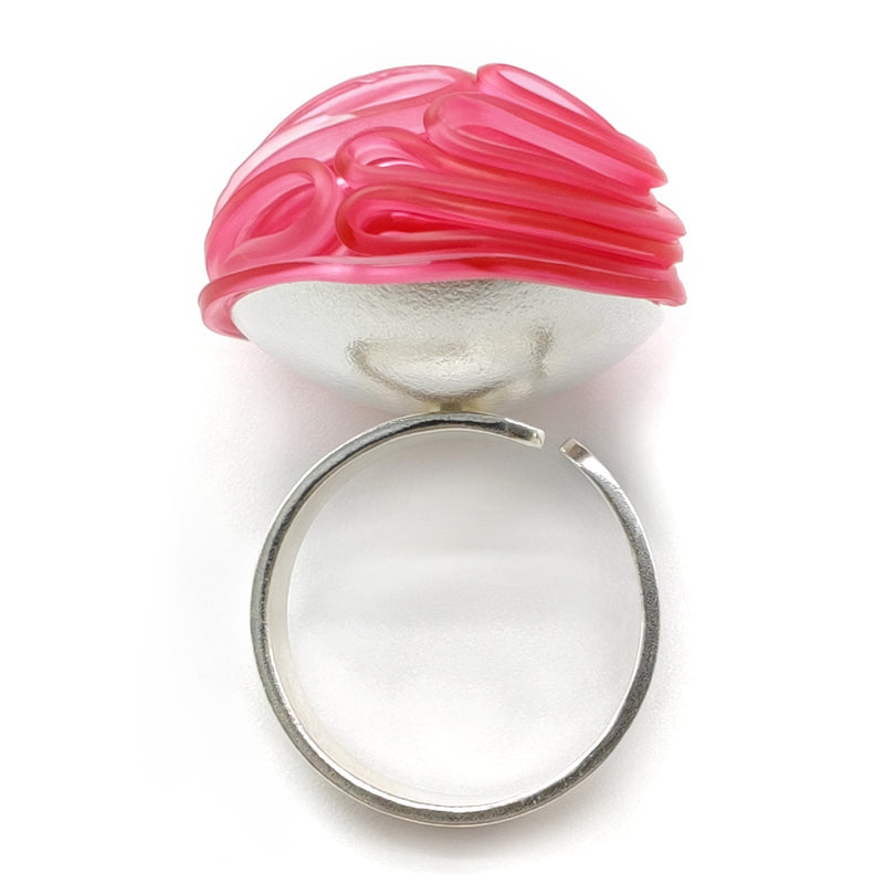ECOTOPIA RING - Handmade - Adjustable - Sterling silver 925 - Recycled bottle cap plastic liners