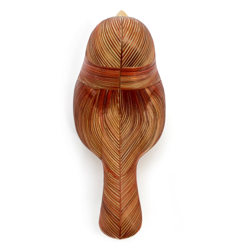 AVE DECORATIVA ANDINA - A arte do tamo - Madeira decorada com palha de trigo e cevada (marchetaria de palha)