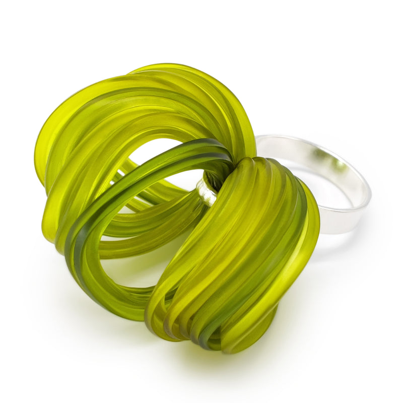 ECOBLOOM RING - Handmade - Adjustable - Sterling silver 925 - Recycled bottle cap plastic liners