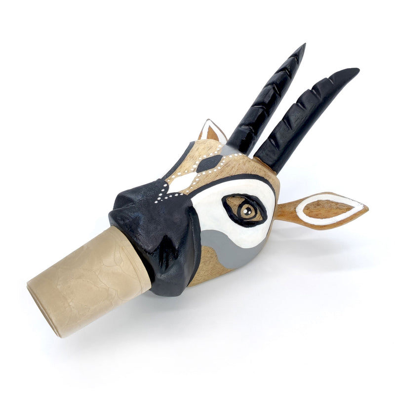 DECORATIVE BOTTLE STOPPER - The carnival goat - Hand-carved and painted wood