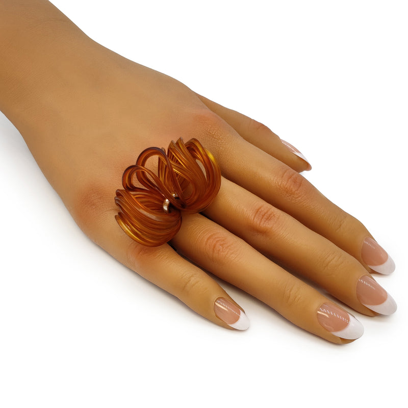 ECOBLOOM RING - Handmade - Adjustable - Sterling silver 925 - Recycled bottle cap plastic liners