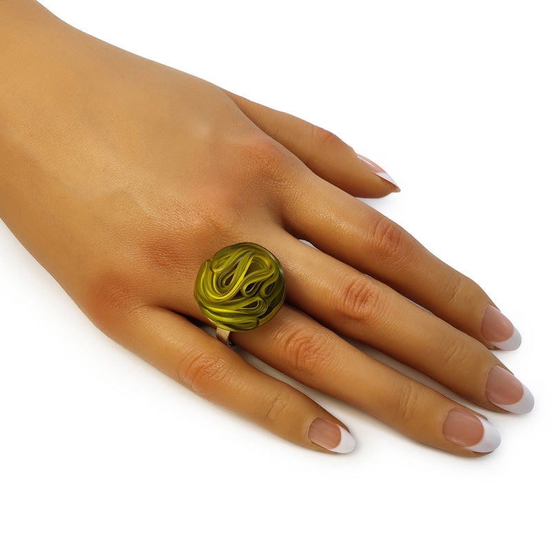 ECOTOPIA RING - Handmade - Adjustable - Sterling silver 925 - Recycled bottle cap plastic liners