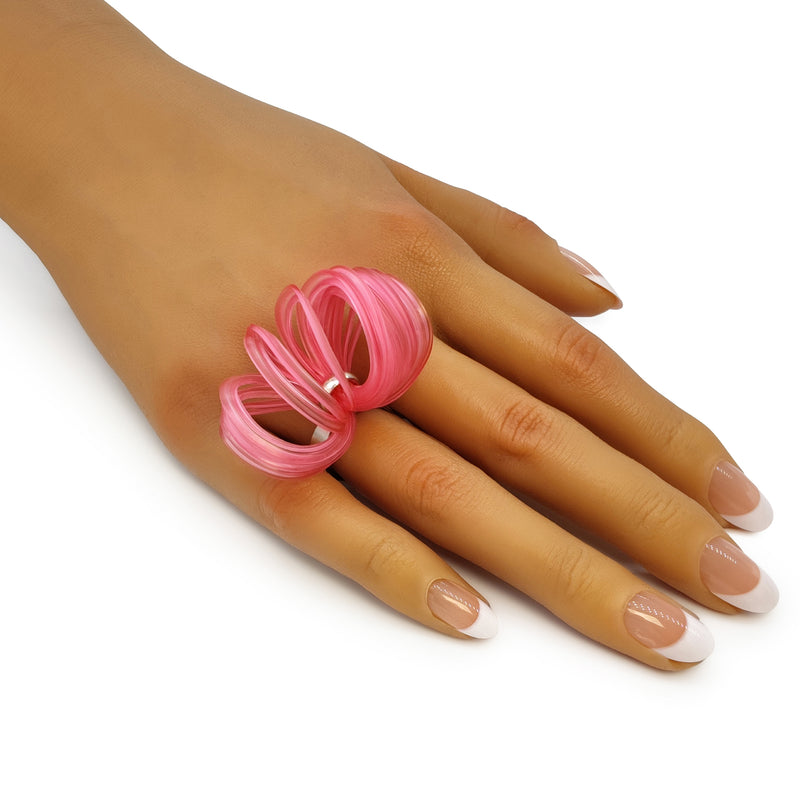 ECOBLOOM RING - Handmade - Adjustable - Sterling silver 925 - Recycled bottle cap plastic liners