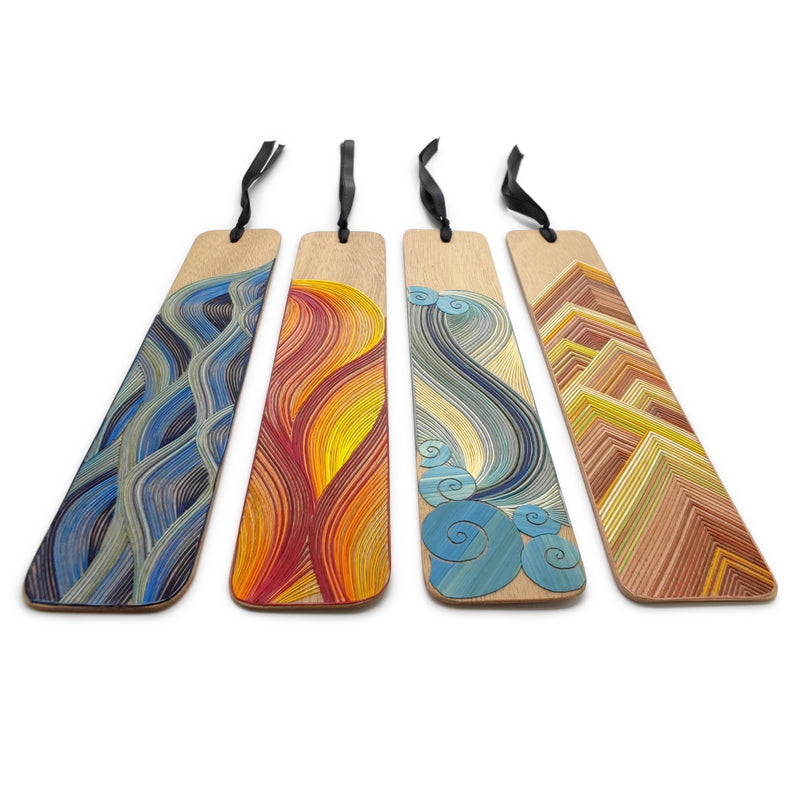 WATER BOOKMARK - THE FOUR ELEMENTS COLLECTION - Tamo art - Light wood decorated with wheat and barley stalks (straw marquetry)