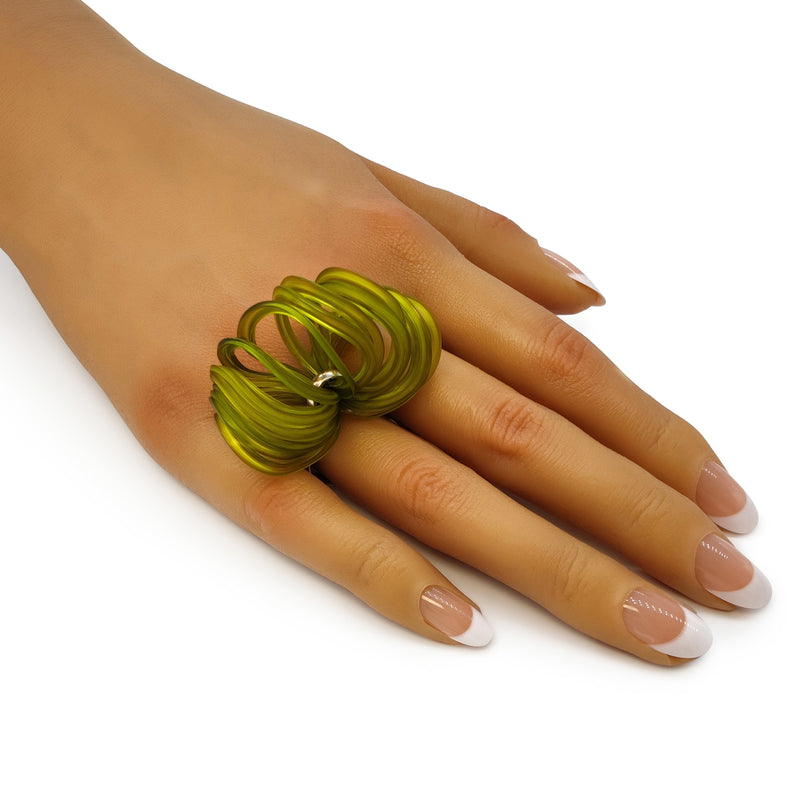 ECOBLOOM RING - Handmade - Adjustable - Sterling silver 925 - Recycled bottle cap plastic liners