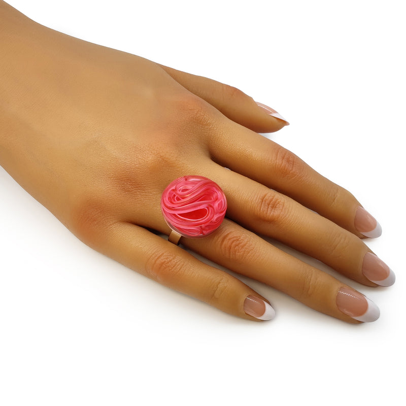 ECOTOPIA RING - Handmade - Adjustable - Sterling silver 925 - Recycled bottle cap plastic liners