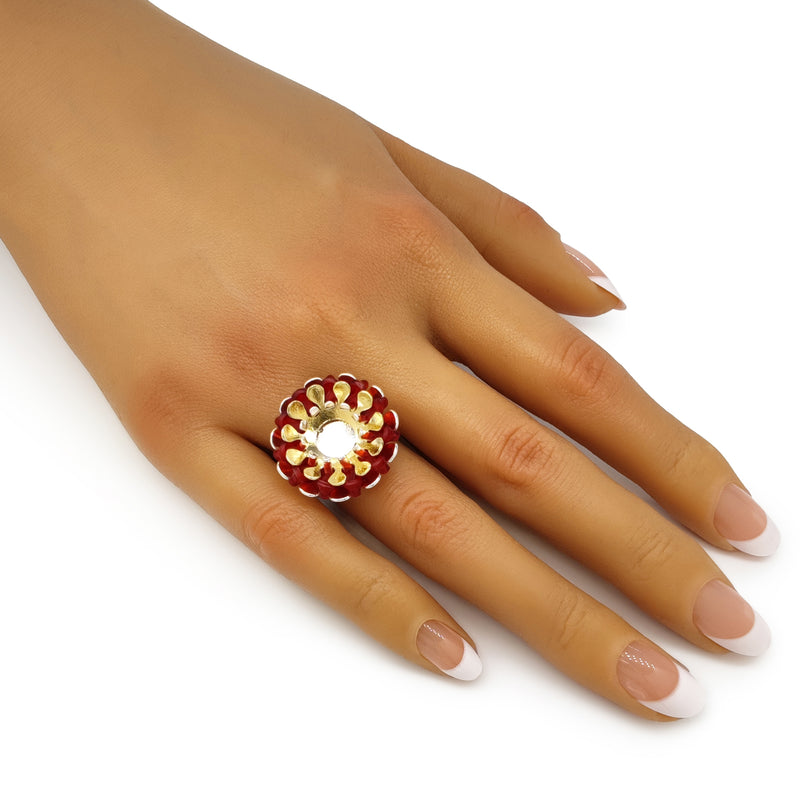 ECOSOL RING - Handmade - Adjustable - Sterling silver 925 and 24K gold-plated - Recycled bottle cap plastic liners