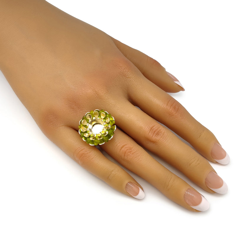 ECOSOL RING - Handmade - Adjustable - Sterling silver 925 and 24K gold-plated - Recycled bottle cap plastic liners